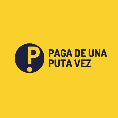 Paga de una puta vez logo completo amarillo y negro